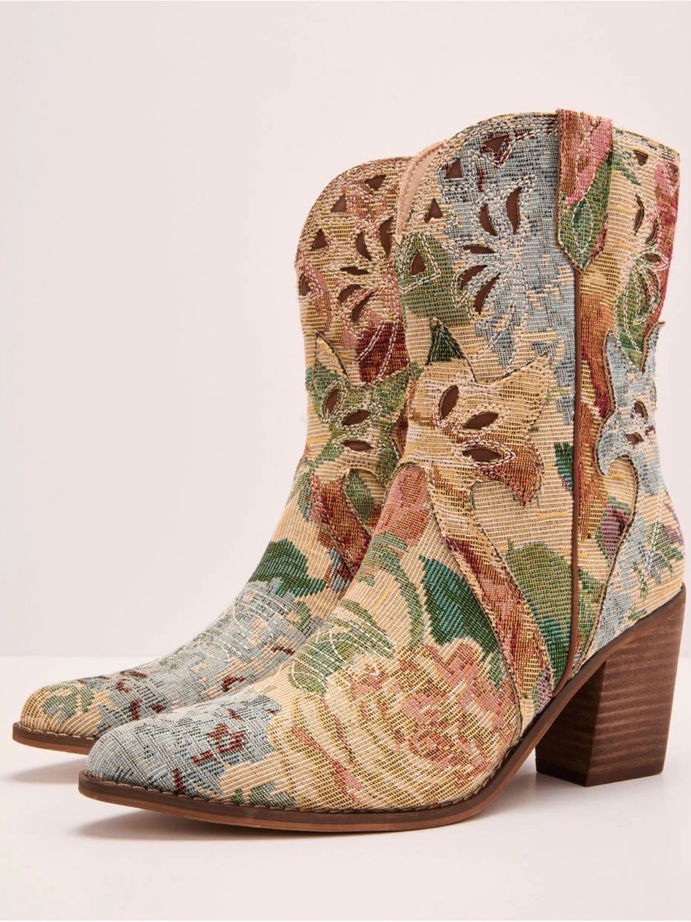 Coralie June Floral Tapestry Western Booties - Picture 2 of 3